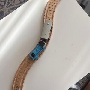 Thomas and friend. Blue Toy Train on Tan Track